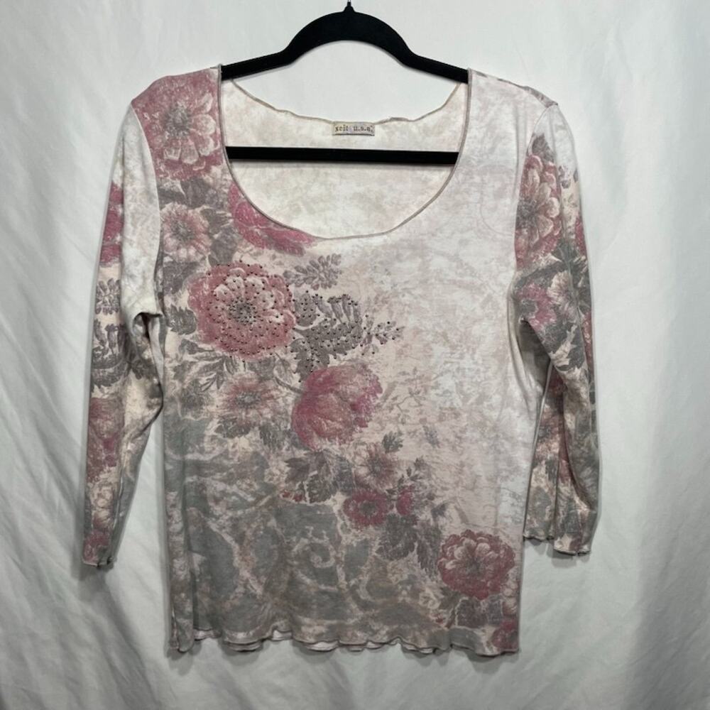 VTG XCIT USA Floral Burnout Print XL Boho Fairy Grunge Y2K Romantic Whimsy
